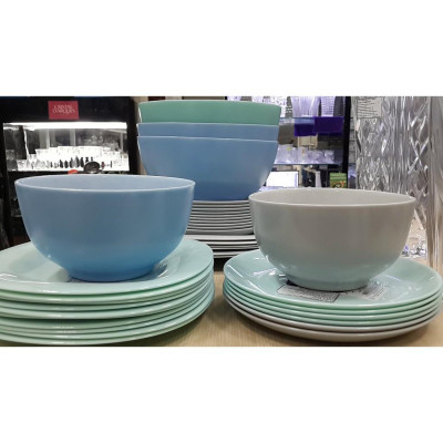 Bộ 4 bát tô thủy tinh Luminarc Diwali 14.5cm màu xanh dương/màu ghi P0731*4/P2017*4 | Hàng chính hãng