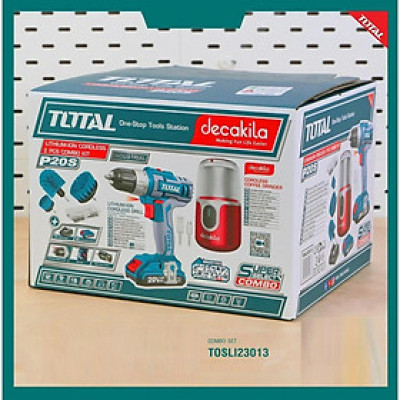 BỘ COMBO 2 MÁY XAY CÀ PHÊ VÀ KHOAN DÙNG PIN 20V (2 pin 2.0Ah & 1 sạc ) TOTAL TOSLI23013 - HÀNG CHÍNH HÃNG