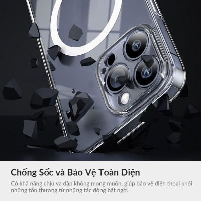 Ốp lưng trong suốt sạc từ tính bảo vệ camera cho iPhone 15 Pro Max / 15 Pro / 14 Pro Max / 13 Pro Max hiệu Memumi Glitter Magnetic - Siêu Mỏng 0.3mm, Tích Hợp Sạc Không Dây Từ Tích Magnetic, Lực Hút Mạnh, Chắc Chắn - Hàng nhập khẩu