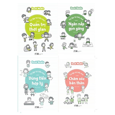 Combo 4 Cuốn Rèn Luyện Kỹ Năng Mềm Cho Trẻ: Tự Lập Từ Tiểu Học - Quản Trị Thời Gian+Ngăn Nắp Gọn Gàng+Dùng Tiền Hợp Lý+ Chăm Sóc Bản Thân