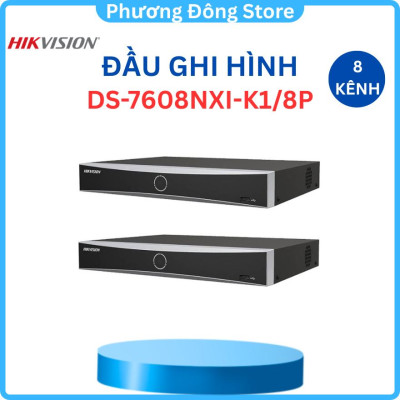 Đầu ghi hình camera IP 8 kênh HIKVISION DS-7608NXI-K1/8P Tích hợp 8 cổng PoE ,.-Hàng chính hãng