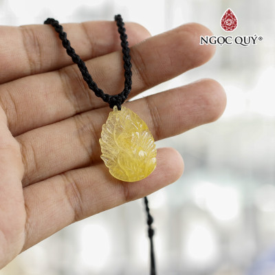 Mặt dây chuyền hồ ly thạch anh tóc vàng 25x17mm mệnh thủy, kim - Ngọc Quý Gemstones