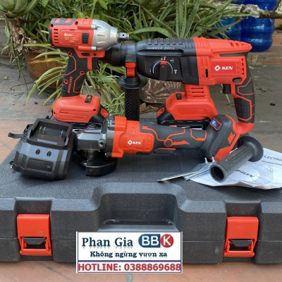 Bộ Combo 3 Trong 1 Gồm Máy Siết Bulong, Máy Mài Cầm Tay Và Máy Khoan Đục Bê Tông Dùng Pin 199V, 2 Pin 15 Cell (Bảo Hành 1 Năm)