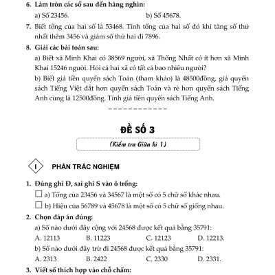 Sách - 100 Đề Kiểm Tra Toán Giúp Em Đạt Điểm 10 Môn Toán 4