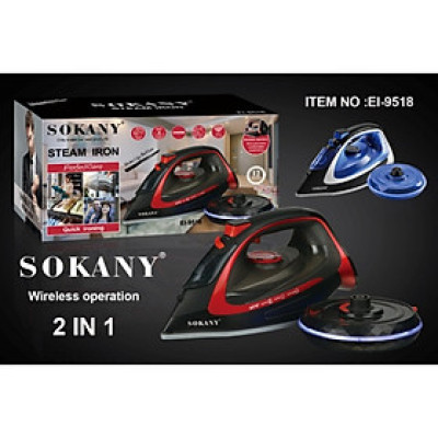 Bàn ủi, là hơi nước cầm tay KHÔNG DÂY SOKANY SK-9518 công suất mạnh mẽ 2400W có thể ủi khô và úi nước, chống nhỏ giọt - HÀNG CHÍNH HÃNG - DELIYA
