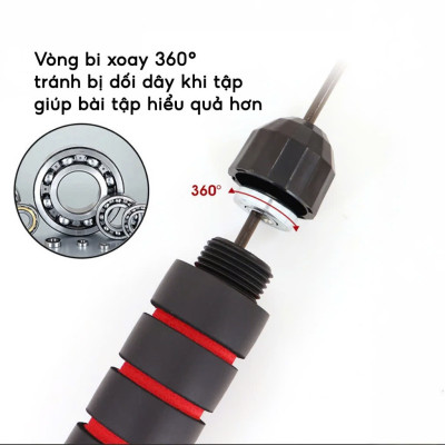 DÂY NHẢY Tặng Tạ Sắt TẬP THỂ DỤC CAO CẤP TẠI NHÀ LÕI THÉP ĐỘ BỀN CAO, TAY CẦM CHỐNG TRƯỢT – Giao Màu Ngẫu Nhiên