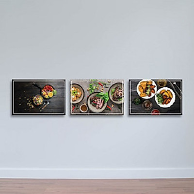 Bộ 3 Tranh Treo Nhà Hàng - Tranh Tường Phòng Bếp Về Ẩm Thực Gỗ MDF W1208