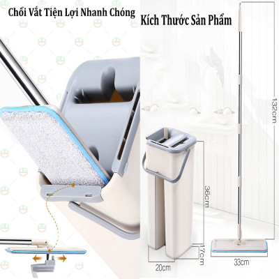 [Sạch Sẽ] [Chỉ TpHCM] Bộ Cây Lau Nhà Thông Minh KhoNCC Hàng Chính Hãng - Kèm Thùng Vắt 2 Ngăn - NLVQ-2975-BCLN (Ngẫu nhiên Màu)