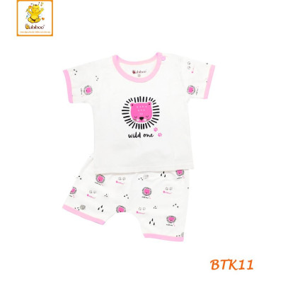 Bộ sơ sinh cài vai sư tử tay ngắn cotton 4 chiều BABIBOO - BTK11