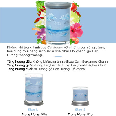 Nến ly tròn sáp đậu nành Yankee Candle size L (567g) - Ocean Air