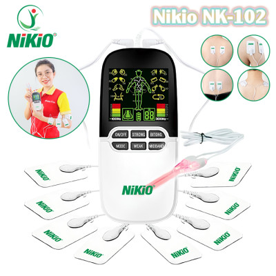 Máy Massage Xung Điện Trị Liệu Nikio NK-102 - 8 Miếng Dán Mát Xa Giảm Đau Nhức Toàn Thân Với Công Nghệ Điện Xung Mới - Đèn Hồng Ngoại Hỗ Trợ Trị Viêm Mũi Dị Ứng, Viêm Xoang - Pin Sạc Không Dây Tiện Lợi