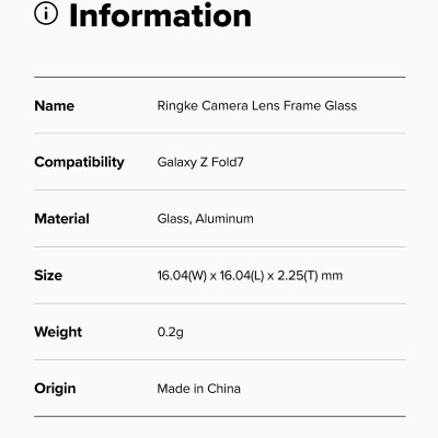[Combo 2] Dán camera cho Samsung Galaxy Z Fold 7 RINGKE Lens Frame Glass - Hàng Chính Hãng