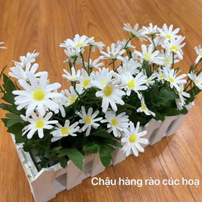 Chậu hàng rào hoa trang trí - Size từ 30cm đến 50cm - Cây giả, hoa lụa Decor trang trí nhà cửa