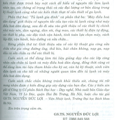 Sửa Chữa Tủ Lạnh Và Máy Điều Hòa Dân Dụng (Tái bản lần thứ nhất năm 2024) - Nguyễn Đức Lợi