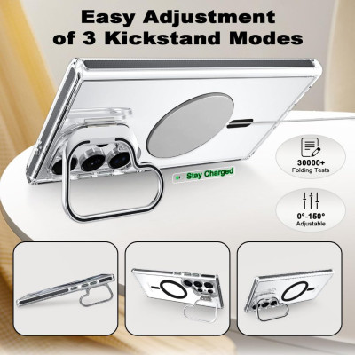 Ốp Lưng cho Samsung Galaxy S25 Ultra Trong Suốt Kiêm Giá Đỡ Raigor Inverse Rita Case Hỗ Trợ Sạc Không Dây Magnetic Viền Chống Sốc - Hàng chính hãng