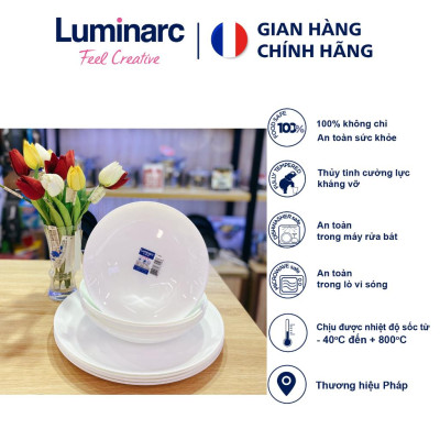 Bộ đĩa (dĩa) thủy tinh Luminarc Diwali 12 chi tiết - DW12A, dùng lò vi sóng, máy rửa bát