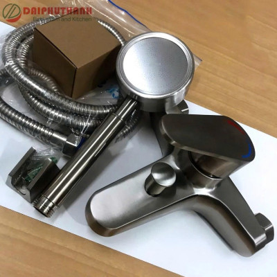 Bộ Vòi Sen Tắm Nóng Lạnh KZ-SV02TD Inox SUS304 - Đủ bộ gồm củ sen, tay sen, dây và gác sen,..