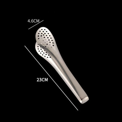 Dụng cụ gắp thức ăn nóng, lật đồ nướng kẹp gắp đá chất liệu inox có lỗ ráo mỡ nước nhiều size