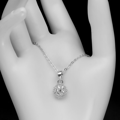 Dây Và Mặt Dây Chuyền Bạc Hiểu Minh DMD087T hình cầu đá trắng