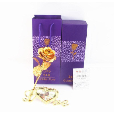 Hoa Hồng Mạ Vàng 24K Chữ Love Có Hộp Đựng Sang Trọng