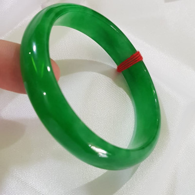 Vòng Đá cẩm thạch Bản HẸ LÝ 53mm Xanh Lý ĐậmTươi bóng đẹp Size 53mm x cao 12mm x dầy 6mmNữ 52kg - 56kg mệnh Mộc Hỏa Thủy Món Quà Ý nghĩa Anh Chị tặng chính bản thân mình, Mẹ, Vợ, người thân yêu ạ