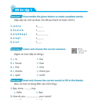 Đề Ôn Tập Từ Vựng Và Cấu Trúc Tiếng Anh Lớp 3_MEGABOOK