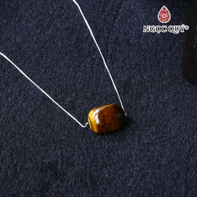 Dây chuyền bạc lu thống thạch anh anh mắt hổ vàng nâu mệnh thổ, kim - Ngọc Quý Gemstones