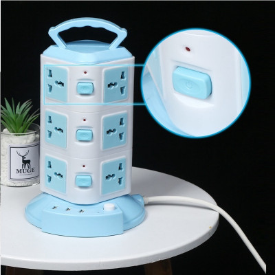 Ổ điện đa năng 3 tầng, có 12 lỗ cắm và 3 cổng usb, có công tắc bật tắt mỗi tầng, thích hợp mọi loại phích cắm khác nhau - Hàng chính hãng