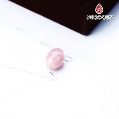 Dây chuyền bạc lu thống thạch anh hồng 17x14mm mệnh hỏa, thổ - Ngọc Quý Gemstones