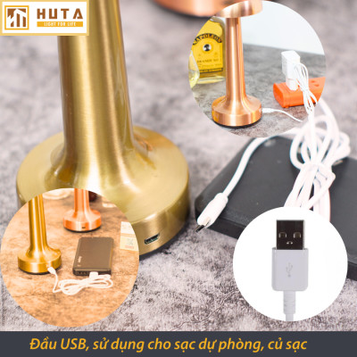 Đèn Led Quầy Bar Bàn Ăn Nhà Hàng HUTA RESTRU Cảm Ứng Pin Sạc Tích Điện USB Điều Chỉnh Ánh Sáng Vàng Trang Trí Quán Cà Phê Đèn Ngủ Lounge