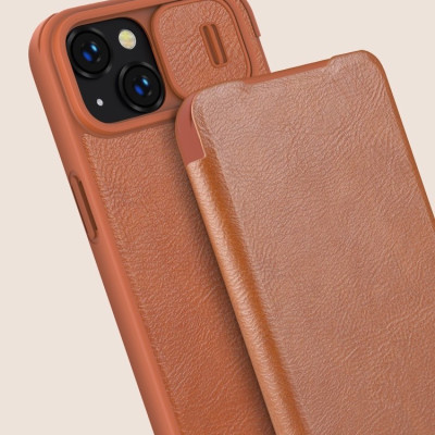 Bao da dành cho iPhone 14 Plus hàng chính hãng Nillkin QIN có nắp trượt bảo vệ camera - Hàng nhập khẩu