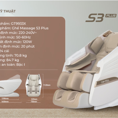 |MUA 1 TẶNG 1| Ghế massage toàn thân GINTELL S3 PLUS SUPER CHAIR + G RELAX EZ | 3 Năm bảo hành chính hãng