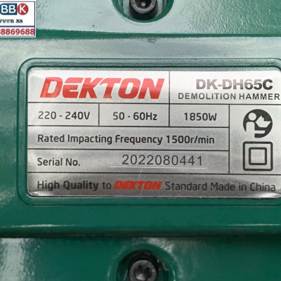 Máy Chuyên Đục Bê Tông DEKTON 30 Ly DK-65c (30mm-1850w) Tặng 2 Mũi Đục 2022 New 100% Siêu Khoẻ (Bảo Hành 12 Tháng)