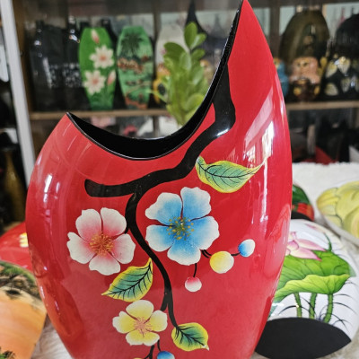 Bình hoa sơn mài cao cấp bình miệng cá với nhiều hoa văn khác nhau thích hợp cắm hoa, trang trí, làm quà tặng,....