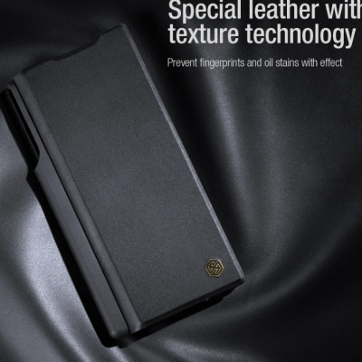 bao da chống sốc cho Samsung Galaxy Z Fold 6 trang bị nắp bảo vệ Camera và ngăn đựng S-Pen hiệu Nillkin Qin Pro (chất liệu da cao cấp, thiết kế thời trang cá tính) - Hàng nhập khẩu