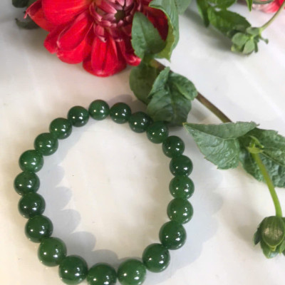 Vòng Đeo Tay chuỗi đá Ngọc Phật Xanh Ngọc bích bóng đẹp size hạt 9,5mm xinh lắm món quà tặng Mẹ , tặng vợ , tặng người thân ý nghĩa ạ 