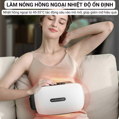 Máy Massage Bụng tan Mỡ, Đai Massage Đánh Tan Mỡ Bụng Cao Cấp Có Đèn Hồng Ngoại Tích Hợp Đá Nóng Giúp tan mỡ bụng 