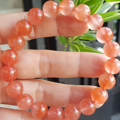 Vòng đeo tay nữ chuỗi mới đá mã não hồng cam bóng mượt đẹp size vòng hạt 10mm nam nữ mệnh hỏa mệnh thổ đeo ạ