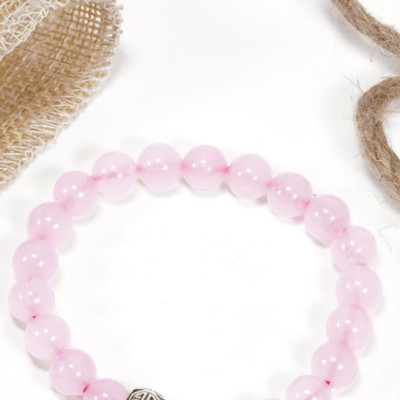 Vòng thạch anh hồng Phối Charm  bạc (8mm) Ngọc Quý Gemstones