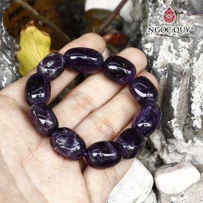 Vòng thạch anh tím hạt thô 13mm mệnh hỏa. thổ - Ngọc Quý Gemstones