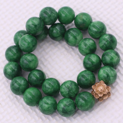 [Mệnh Mộc, Hỏa] Vòng Chuỗi Niệm Phật Đá Cẩm Thạch Sơn Thủy 14 Ly 27 Hạt Charm Hoa Sen Inox, Vòng Chuỗi Phật Giáo, Chuỗi Niệm Phật Hạt To - Phong Thủy 868