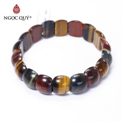 Vòng đá thạch anh mắt hổ tam tài bản 13x14mm - Ngọc Quý Gemstones
