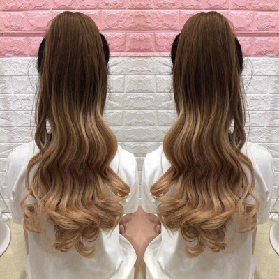 Tóc giả kẹp ngoặm omber cao cấp- hình thật