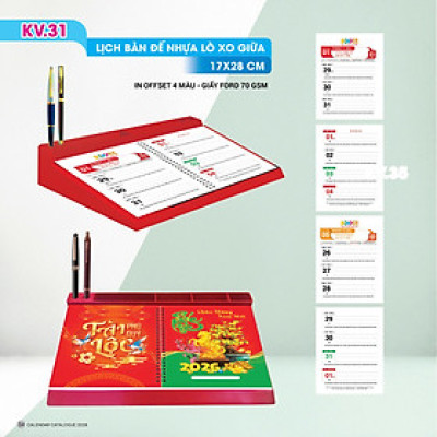 Lịch Tết 2026 - Lịch Bàn Đế Nhựa Lò Xo Giữa (17 x 28)