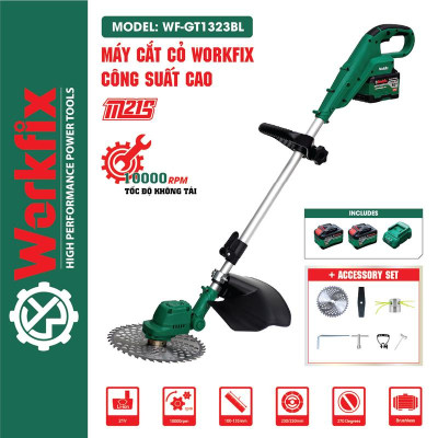 Máy Cắt Cỏ Dùng Pin Workfix - WF-GT1323BL - Động Cơ Brushless - Pin 15cell 21V/6Ah