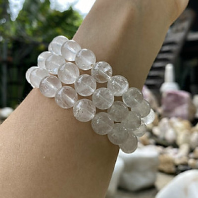 Vòng tay đá thạch anh trắng 11 ly NHASAN TA04 Thúc đẩy sự sáng tạo, thành công