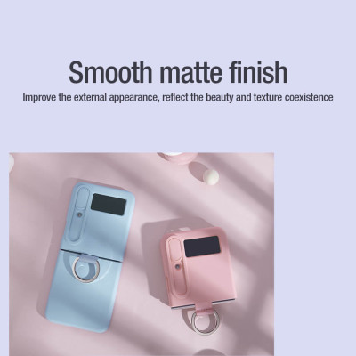 Ốp lưng iRing chống sốc silicon cho Samsung Galaxy Z Flip 4 có nắp đậy bảo vệ Camera hiệu Nillkin Camshield Silky Silicon Case - chống sốc cực tốt, chất liệu cao cấp, trang bị iring đeo tay chống rơi rớt - Hàng nhập khẩu