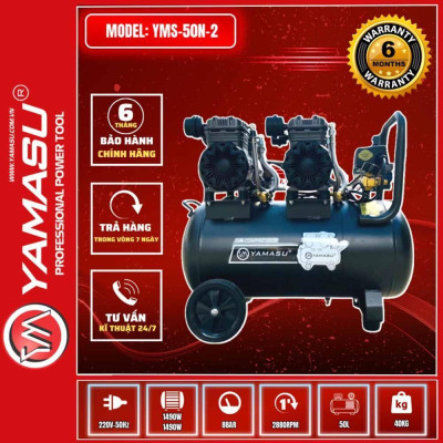 MÁY NÉN KHÍ SẠCH GIẢM ÂM 2 ĐỘNG CƠ 1490W 50 LÍT YMS-50N-2 YAMASU - HÀNG CHÍNH HÃNG