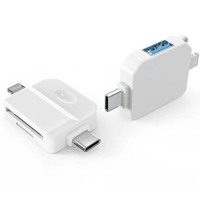 Đầu đọc thẻ nhớ SD, TF đa năng 3in1 Type c, L, USB dùng cho điện thoại, laptop, máy ảnh - Hàng nhập khẩu