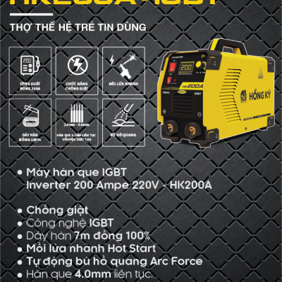 Máy hàn que MMA Hồng Ký Master 200 Ampe 220V - HK200A (IGBT)